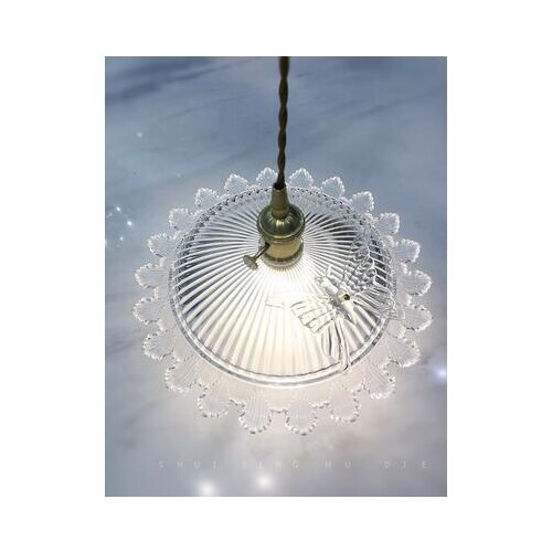 Brass glass crystal chandelier bedroom bedside small chandelier Japanese and American retro bar restaurant butterfly design chan