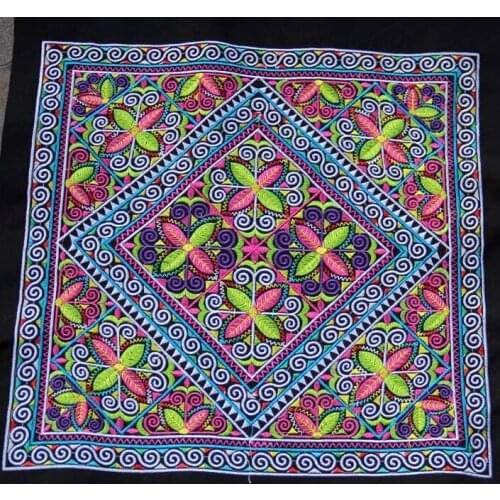 Miao cross stitch crochet cotton fabric embroidery patch dress shoes bag applique trim ethnic tribal nepal thai india boho DIY