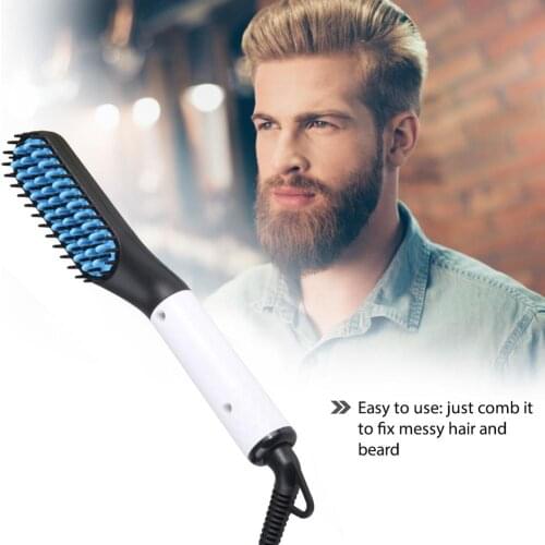 Multi-functional Comb Men Hair Straightening Comb Quick Beard Straightener Curling Curler Show Cap Men Beauty Hair Styling Tool