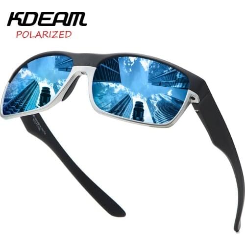 KDEAM Sport Style Polarized Sunglasses Men Lightweight Durable TR90 Frame Sun Glasses Blue Green Red Mirror Lens UV Goggles A52