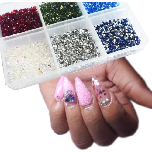 1Box Pixie Crystal AB Color Mini Zircon Diamond Micro Rhinestones 2MM Tiny Rhinestone Stickers Glue on Garment Nail Accessories