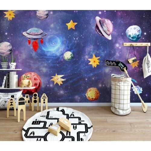 Bacaz Universe Outer Space Stars Mural 8d/3D Cartoon Wallpaper Murals for KIds Room 3d Wall paper 8d Photo Murals Wallcoverings