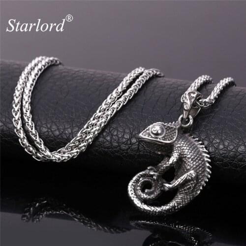 Starlord Cabrite Lizard Necklace & Pendant Retro Punk Gold Color/Stainless Steel Fashion Gothic Necklace Animal Jewelry GP1122