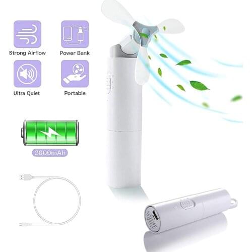 Hand-held Mini Fan 3-Blade Rechargeable USB Portable Cooling Fan 2 Speed Desk Fan For Office Car Travel Hiking Camping