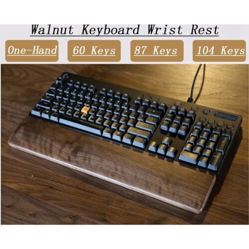 One-Hand Oak Walnut Wooden Keyboard Wrist Rest For GK61 keys 87 104 keys with Anti-Slip Mat Pad For Mechanical Gaming Keyboard