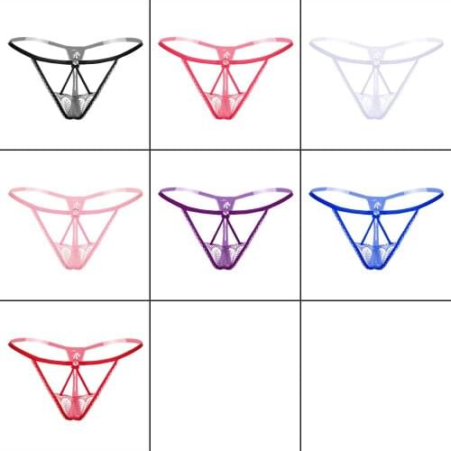 Transparent Lace Elastic Underwear Womens Hollow Sexy Thong Low Waist French Temptation Seamless T-pants Calsones De Mujer