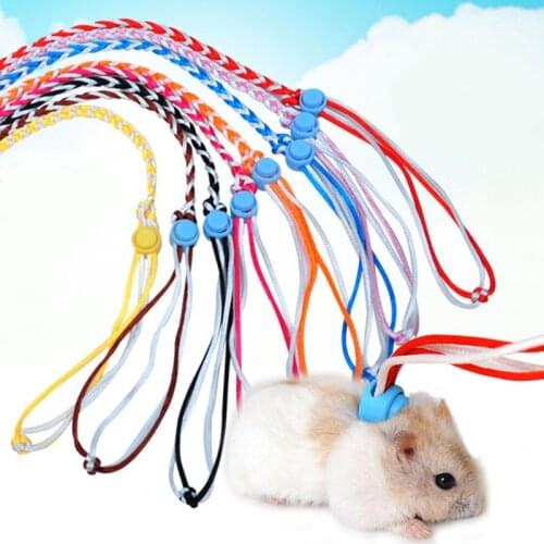 1.4m 2.0m Adjustable Pet Hamster Leash Harness Rope Gerbil Cotton Rope Harness Lead Collar for Rat Mouse Hamster Pet Cage Leash