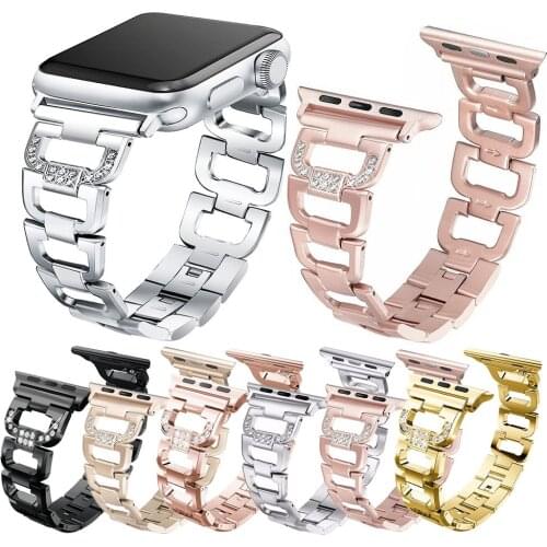 Essidi Luxury Bling Diamond Bracelet Strap For Apple Watch Series 6 SE 5 4 3 2 1 Stainless Steel Watch Band 38 40 42 44mm Correa