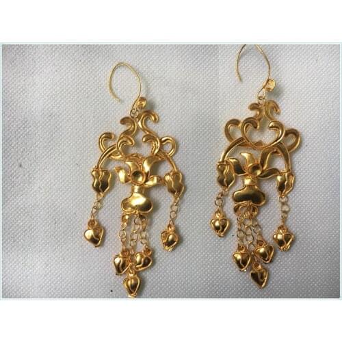 6 Designs Gold or Silver Plated Miao Silver Earrings Traditional Wire Inlay Artwork Handmade Hanfu Accessories Dangle Earrings