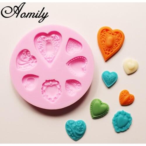 Aomily 7 Styles Heart Silicone Cake Mold Chocolate Mousse Jelly Candy Bakeware Mold DIY Pastry Ice Block Soap Mould Baking Tool