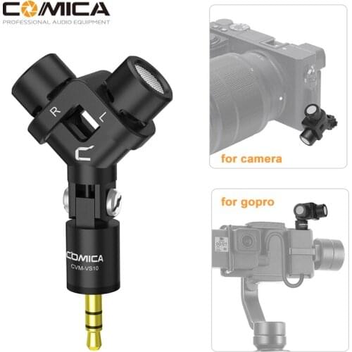 Comica CVM-VS10 XY Stereo Dual mic Microphone Mini Flexible 3.5mm Plug-in Microphone Mic for GOPRO Camera