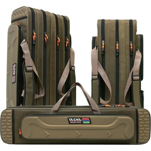 80-120CM Fishing Bag 2-4 layers Multifunctional Fishing Rod Reel Lure Pole Tackle Storage Bag Case Fishing Gear Tool Case Travel