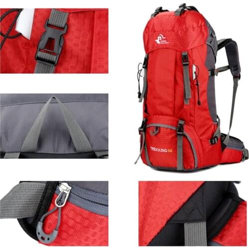 60L Outdoor Backpack Climbing Hiking bag Nylon Waterproof Sport Bag unisex Mountaineering Rucksack With Rain Protective Cover