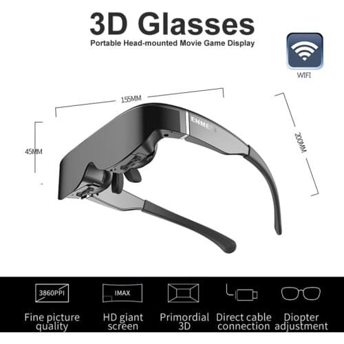 ENMESI Smart 3D Video Glasses Multiple Devices Vision Wide Screen Portable Head-mounted Movie Game Display Private Theater