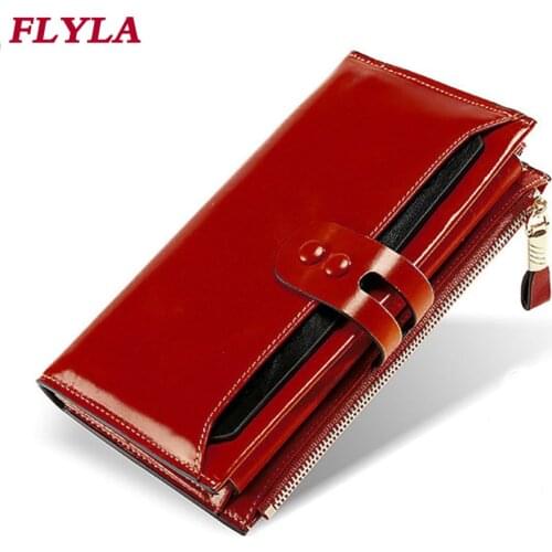 High-end Leather Ladies Wallet Multi-card Retro Wax Leather Wallet Long RFID Anti-theft Brush Clutch Wallets for Women Luxury