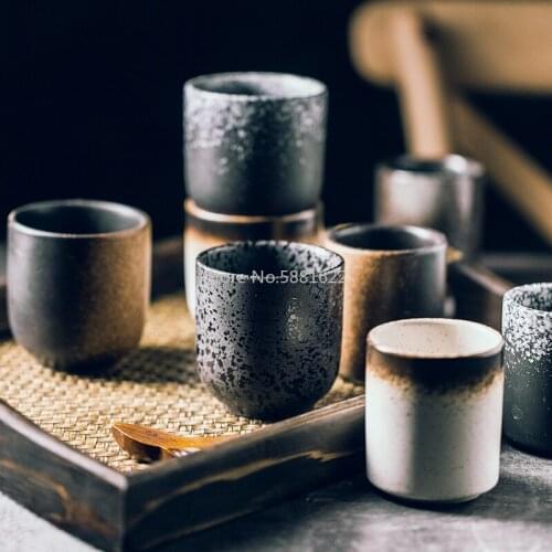 Japanese Style Retro Tea Cup Hand Ceramic Water Cup Sushi Tableware Retro Milk Cup Home Restaurant