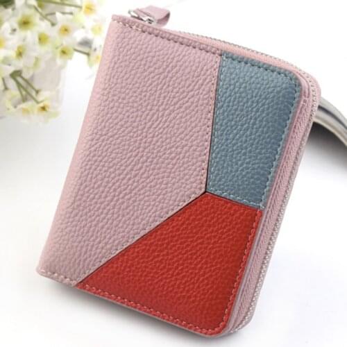 Naivety Patchwork Short Wallet PU Leather Wallets Female Hasp Coin Purse Zipper Bag Card Holders Lady Purses drop shipping