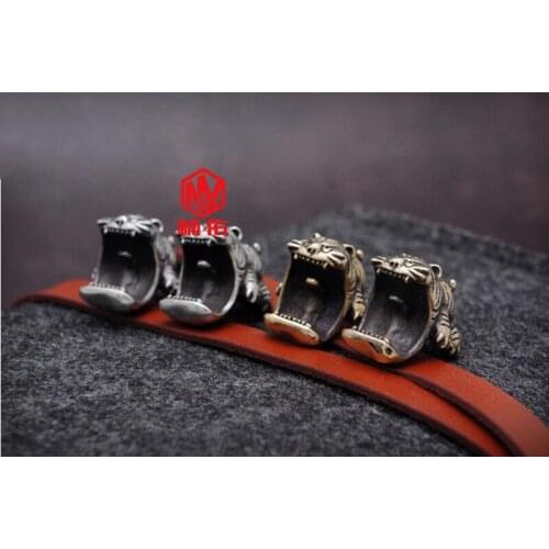 1PCS Punk Brass Big Mouth Tiger EDC Paracord Knife Bead Retro DIY Pendant Necklace Ornament