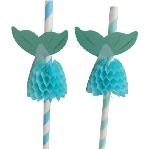 10pc Mermaid Paper Honeycomb Straw Style Summer Birthday Party Decor Under The Sea Party Little Mermaid Birthday Party Decor
