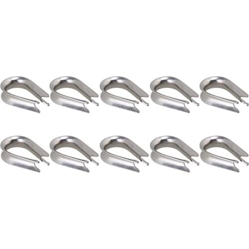 10Pcs Silver Tone M8 304 Stainless Steel Galvanized Wire Cable Rope Thimble Winch Wire Loop