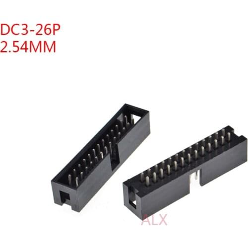 10pcs dc3-26p 2.54MM pitch JTAG ISP MALE SOCKET straight idc box headers PCB CONNECTOR DOUBLE ROW 2x13PIN DC3 26 PIN 26P HEADER