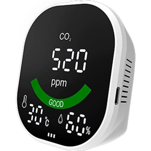 3in1 CO2 Temperature Humidity Monitoring Device Display Air Quality Detector Brightness Adjustment Over-limit Alarm Function