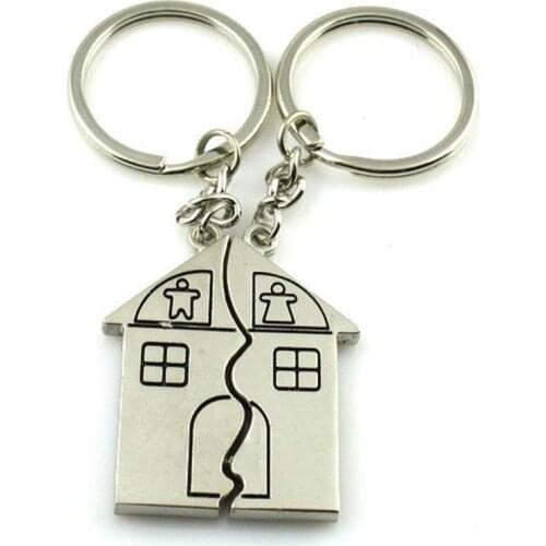 5pairs Couple Keychain house Key Ring Silver Plated Lovers Love Key Chain Souvenirs Valentines Day gift Keychain Charms