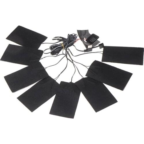 8 in 1 USB Clothes Heater Pad With 3 Gear Adjustable Temperature Carbon Fiber Heated Clothes Pad Mobile Warming Mats