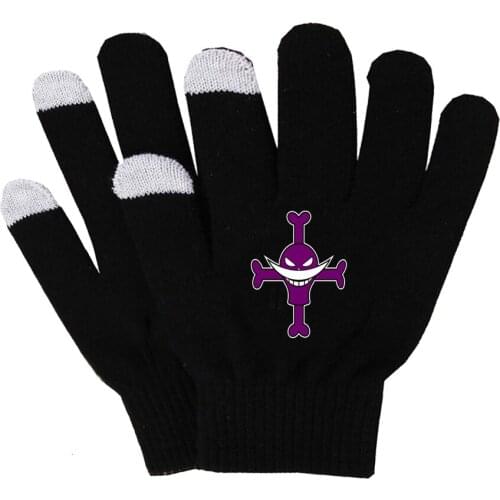 Anime ONE PIECE Gloves Warm Finger Cotton Gloves Black Gloves Hand Warmer for Touch Screen Smart Phone Female Gloves