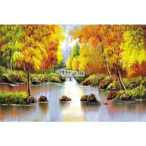 Free shipping - Fine gift canvas prints forest oil painting beautiful landscape art for bedroom decor Dd-6-FJ(73)