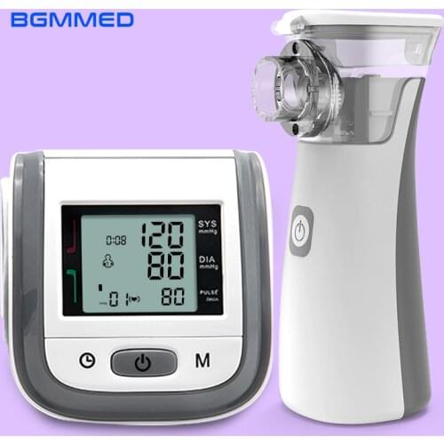 BGMMED Handheld Asthma Inhaler Nebulizer & LCD Wrist Blood Pressure Family Health Care Travel Packages