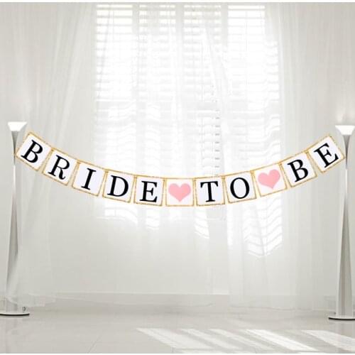 Letters "BRIDE TO BE" Photo Booth Props Garland Hanging Banner Bunting Flag Romantic Wedding Party Decoration Supplies