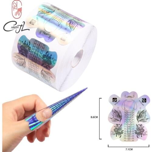 CHNRMJL 300Pcs/Roll Holo Fish Professional Nail Extension Guide Form Tips Acrylic French UV Gel Builder Mold Nails Art Manicure
