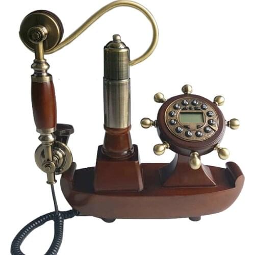Europe cordle Wood Phone Antique Landline Telephone Vintage Fitted Landline Phone Telefone boat for home office sitting room