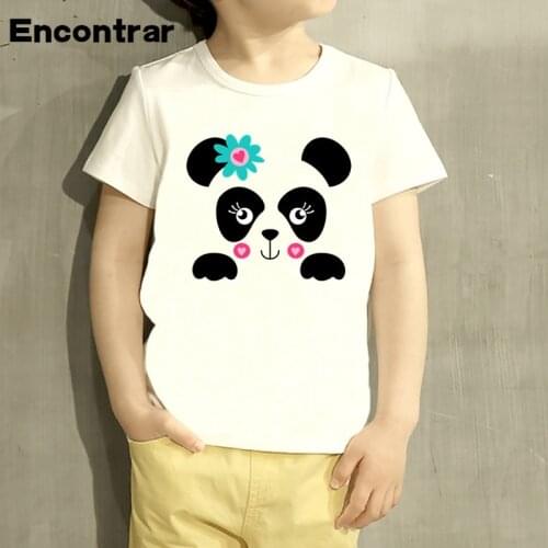Boys/Girls Cute Panda Face Cartoon Design T Shirt Kids Funny Short Sleeve Tops Children T-Shirt,HKP2084