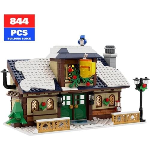 Moc City Buildings Winter Village Cafe Village City Street View Store Winter Scene Building Blocks Childrens Toys Toys for Boys