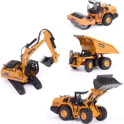 Simulation 1:60 scale diecast Engineering vehicle excavator Roller Mining truck Bulldozer metal model alloy toys collection