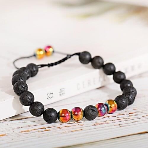 2020 Classic Men Bracelet Pulsera Hombre Natural Corful Obsidian Hematite Lava Beads Bracelets Women Jewelry