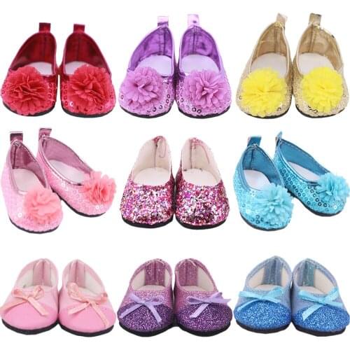 Doll Clothes Shoes Hydrangea Bow Style For 18 Inch American Doll Girls 43 Cm Reborn Baby Doll Accessories,Our Generation Gifts