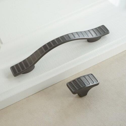 3.75" Dark Grey Brass Door Knobs Square Drawer Knob Zinc Alloy Kitchen Cabinet Pull Handles Wardrobe Handle 96mm Hardware