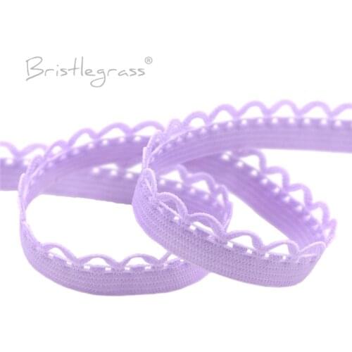 BRISTLEGRASS 5 Yard 3/8" 10mm Picot Loop Edge Frilly Decorative Lace Trim Elastics Spandex Bands Lingerie Dress DIY Sewing Craft