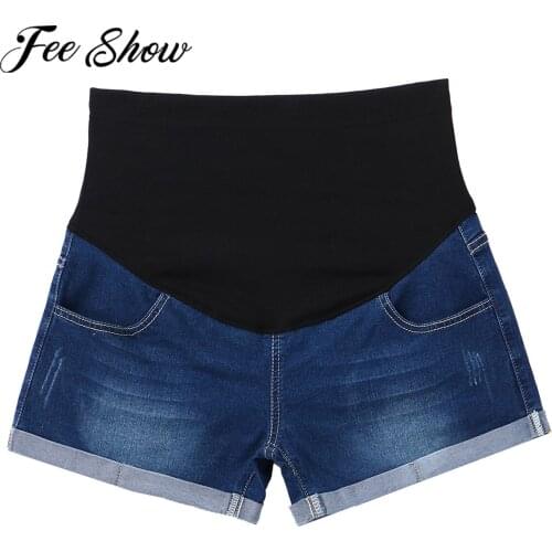 Summer Maternity Denim Shorts Pregnant Women Elastic Low Waist Care Belly Short Pants For Pregnancy Clothes M-3XL