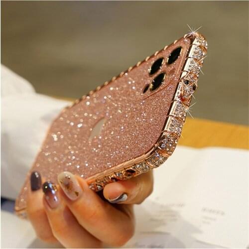 Bling Metal Bumper Case for iPhone 11 Pro X XR XS MAX 6 6S 7 8 Plus Case Glitter Crystal Diamond Cover 12 Pro Max 12 Mini Funda