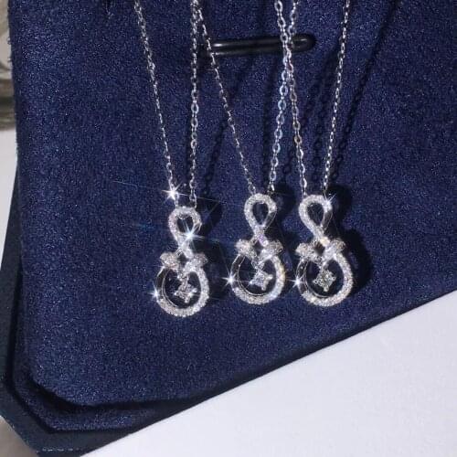 Trendy Simple Shiny Zircon Geometric Pendant Necklace For Women Temperament Personality Fashion Jewelry Gifts Clavicle Chain