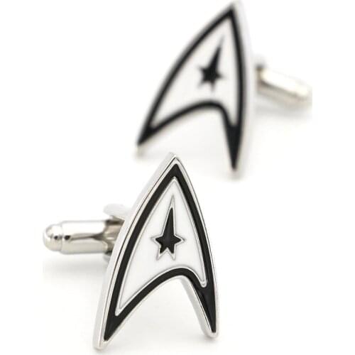 Mens Star Cuff Links Copper Material White Color