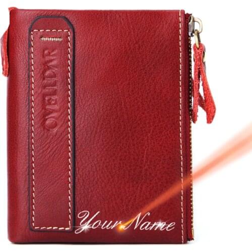 2021 New Name Engraving Women Wallte Genuine Leather Zipper Coin Pocket Fashion Female Wallets Photo Holder Women Purse