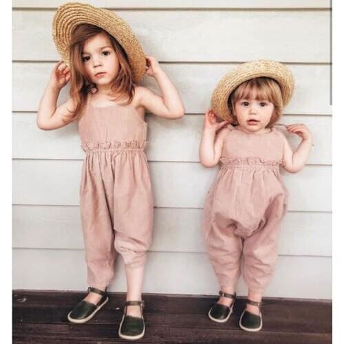 Toddler Baby Girl Solid Clothes Sleeveless Jumpsuit Romper Outfits