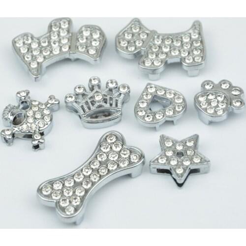 10pcs Rhinestone Skull/Heart/Paw/Bone/Dog/Crown/Star Collar pet Charm Pet Jewelry Cat dog collar Necklace Puppy collar accessory
