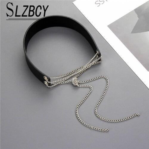 New Fashion PU Leather Chains Choker Necklace Punk Gothic Wide Leather Neck Jewelry Necklace Collar Women Jewelry Accessories