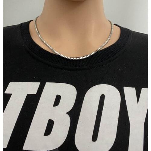 Titanium Steel Necklace Square Chain Stainless Steel Necklace Mens and Womens Jewelry